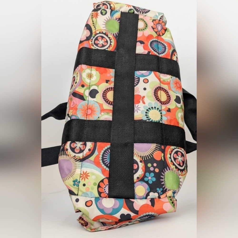 LeSportsac Mini Duffel Bag - Vibrant Retro 70s Pop Floral Mod Floral Print - Picture 5 of 5